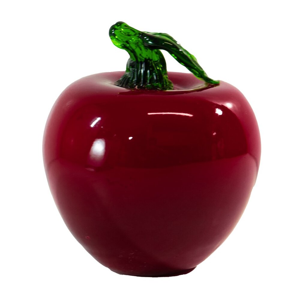 Red Apple Glass Mid Century Paperweight Teacher's Gift Candy Apple Tchotke